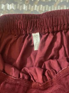 Maroon Velvet Skirt with Cross Charm