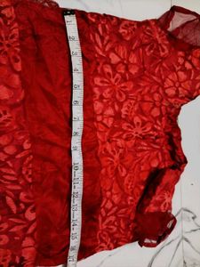 Red net work gown for party