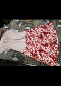 Chic Ruffled Blouse and Floral Skirt Set
