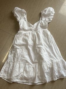 Chic White Eyelet Puff Sleeve Dress