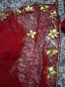 Red saree with Gota patti handwork