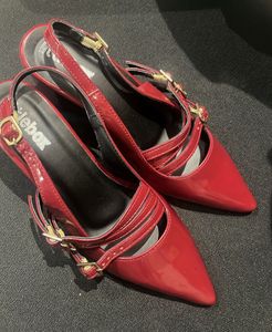 Stunning Red Patent Slingback Flats
