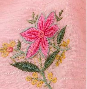 🌸 Baby Pink Floral Embroidered Saree