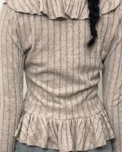 Savana Ruffled Knit Top with Tie Front