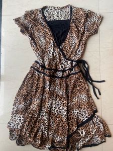 Y2k vintage leopard print dress