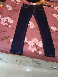 Dark Wash Jeans with White Stitching