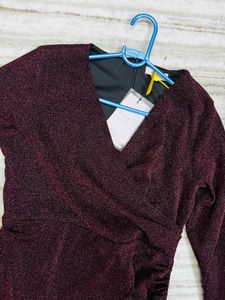 Sparkly Burgundy Long Sleeve Dress