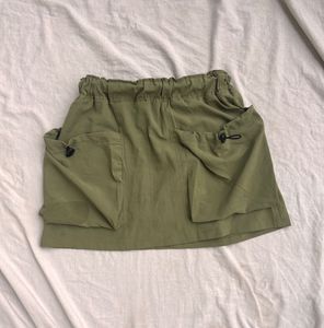 Olive Cargo Mini Skirt