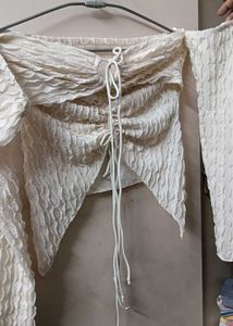 Cream Ruched Crop Top