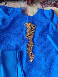 Beautiful Blue Kurta Set with Gold Embroidery