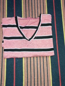 Striped V-Neck Long Sleeve Top