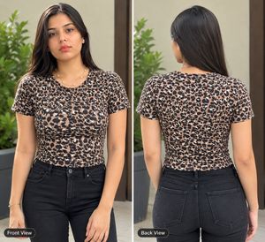 Leopard Print Cropped Tee