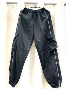 Stylish Black Cargo Pants with White Piping