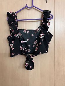 Black Floral Ruffle Co ord set