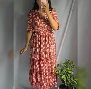Chic Red Polka Dot Midi Dress