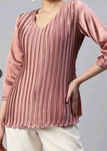 Satin Pleated pink Top