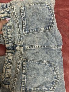 Womens Acid Wash Cargo Jeans
