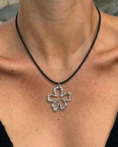 Boho Floral Pendant Cord Necklace