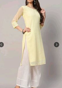 Yellow Chikankari Kurti