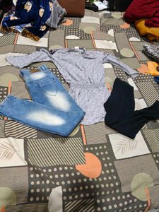 girls dress jeans and h  m leggings fre