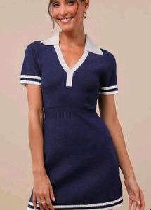 Classic Navy & White Collared bodycon dress