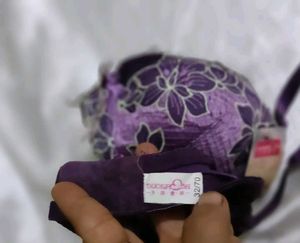 Purple Embroidered Bra