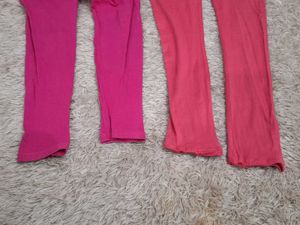 Women's Set of 2 Pink and Coral Leggings