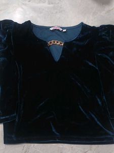 Velvet Top with Gold Chain Detail