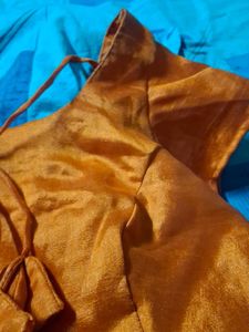 Orange Silk Blouse with Embellishments