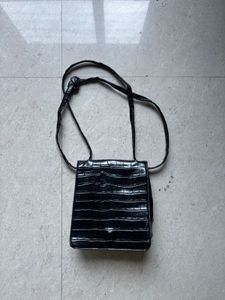 Black Croc Embossed Mini Bag