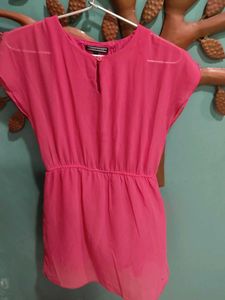 Bright Pink Chiffon Tunic Top