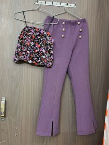 Floral Crop Top & Bell Bottom Pants Set