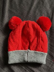 Red Pom-Pom Beanie with Cute Charms