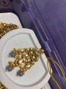 Elegant Grey &amp; Gold Necklace Set