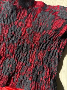 Red &amp; Black Floral Lace Corset Top