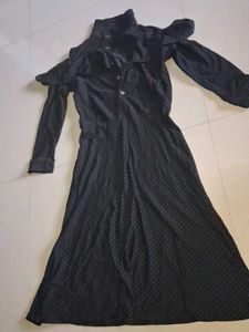 Chic Black Polka Dot Midi Dress