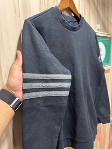 Adidas Charcoal Side Logo 3 Stripes Sweatshirt
