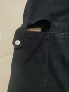 Black Cargo Pants with Cutout Detail