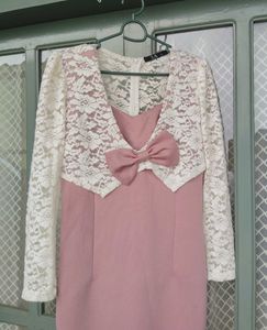 Chic Pink Mini Dress with Lace Bolero