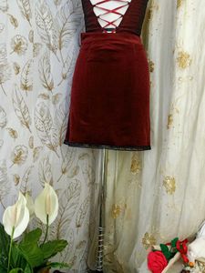 Velvet Mini Skirt with Lace Trim