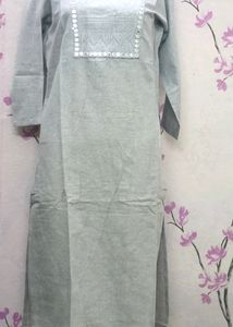 Kurti Grey 1 mirror & Embroidery work/fancy/