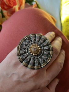 Statement Brass big size Floral Ring