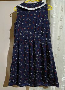 Sale!! Cute Cat Print Collar Sleeveless Dres