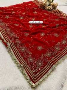 Exquisite Red Embroidered Saree
