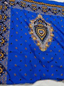 Women Blue Printed Free Style Kaftan Maxi Dress