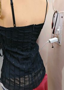 Chic Black Wrap Top