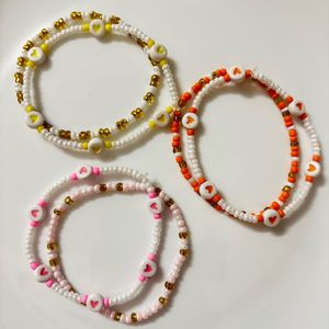 Set of 3 Beaded Bracelets with Hearts