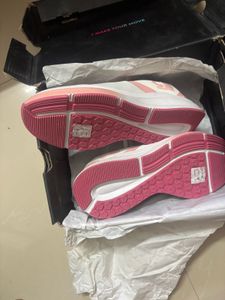 White and Pink Sports Shoes