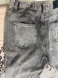 Gray Cropped Denim Jeans