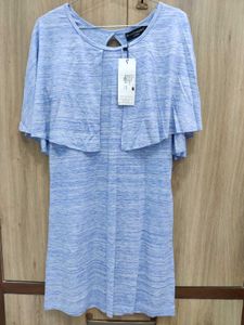 Blue Melange Women Cape Dress